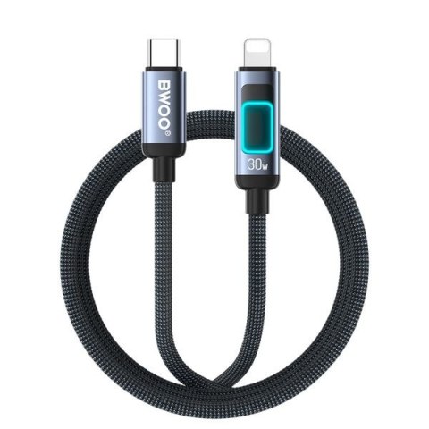 BWOO kabel Pleciony X324CL PD 27W 1m USB-C/Lightning z podświetleniem