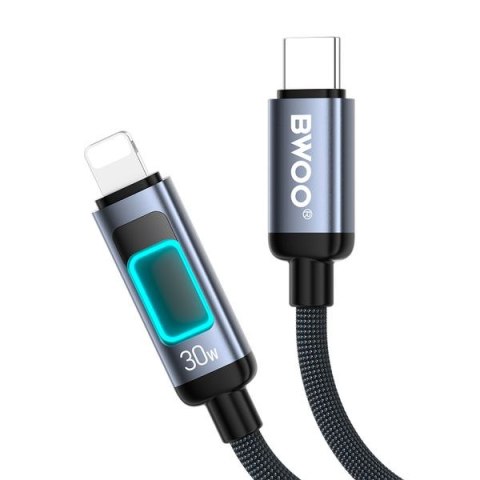 BWOO kabel Pleciony X324CL PD 27W 1m USB-C/Lightning z podświetleniem