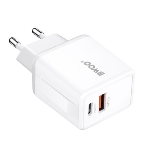 BWOO ładowarka sieciowa CDA182 QC 38W USB USB-C biały + kabel Lightning 1m