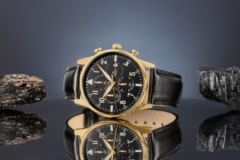 Zegarek Męski Giewont Chronograph Sapphire Czarno Złoty GW5630-A4