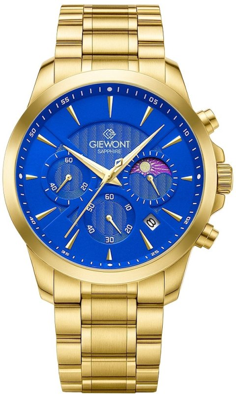 Zegarek Męski Giewont Chronograph Sapphire Złoto Niebieski GW9460-B5