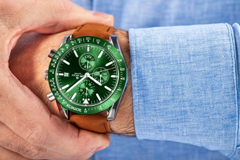 Zegarek Męski Giewont Chronograph Sapphire Brązowo Zielony GW8720-A3