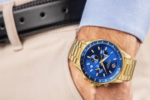 Zegarek Męski Giewont Chronograph Sapphire Złoto Niebieski GW3520-B5