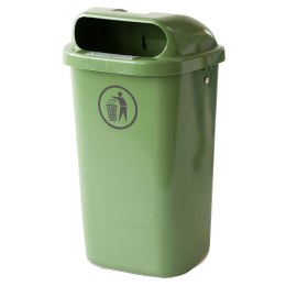 Kosz uliczny miejski pojemnik na śmieci na słupek lub ścianę DIN 50L - zielony Europlast Austria