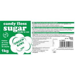 Kolorowy cukier do waty cukrowej zielony o smaku kiwi 1kg GSG24