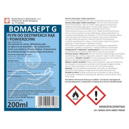 Płyn do dezynfekcji i odkażania skóry rąk BOMASEPT G 200ml Bomar