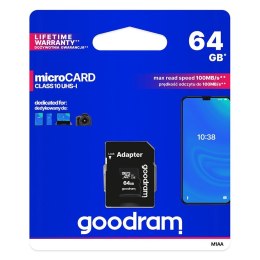 Karta pamięci Microcard 64GB micro SD XC UHS-I class 10 + adapter SD Goodram