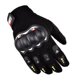 Rękawiczki dotykowe do telefonu motocyklowe z ochraniaczem na kostki czarne HURTEL