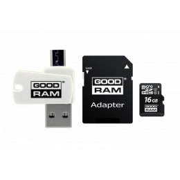 Karta pamięci z adapterem i czytnikiem kart GoodRam All in one M1A4-0160R12 (16GB; Class 10; Adapter, Czytnik kart MicroSDHC, Ka GoodRam