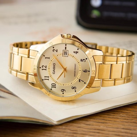 ZŁOTY ZEGAREK MĘSKI CASIO MTP-V004G-9B (zd047a) + BOX