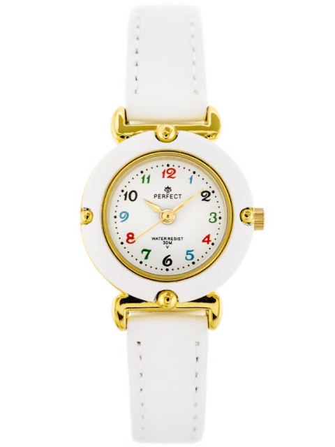 ZEGAREK DZIECIĘCY PERFECT LP152-01 - KOMUNIJNY - biały (zp811d)