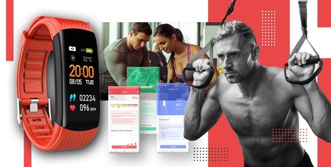 Smartwatch GIEWONT Czarno Czerwony 2 Paski GW200-1