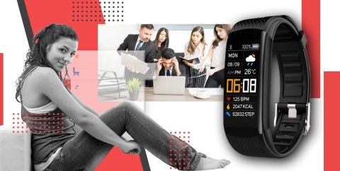 Smartwatch GIEWONT Czarno Czerwony 2 Paski GW200-1