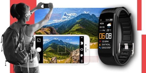 Smartwatch GIEWONT Czarno Czerwony 2 Paski GW200-1