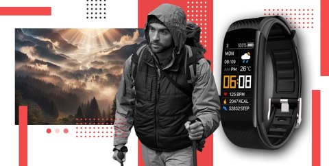 Smartwatch GIEWONT Czarno Czerwony 2 Paski GW200-1