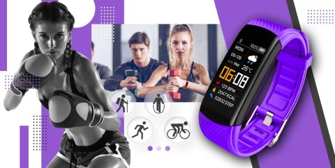 Smartwatch GIEWONT Czarno Fioletowy 2 Paski GW200-3