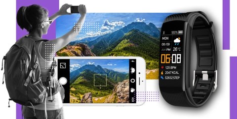 Smartwatch GIEWONT Czarno Fioletowy 2 Paski GW200-3