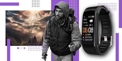 Smartwatch GIEWONT Czarno Fioletowy 2 Paski GW200-3
