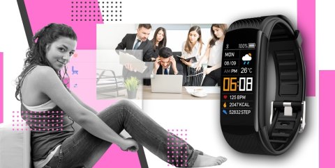 Smartwatch GIEWONT Czarno Różowy 2 Paski GW200-4