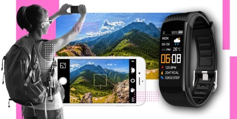 Smartwatch GIEWONT Czarno Różowy 2 Paski GW200-4