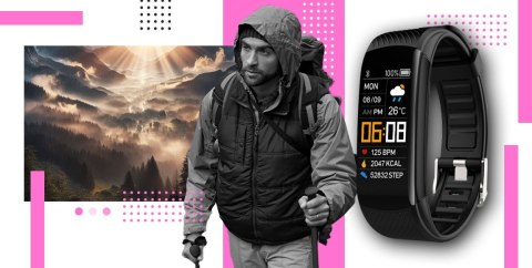 Smartwatch GIEWONT Czarno Różowy 2 Paski GW200-4