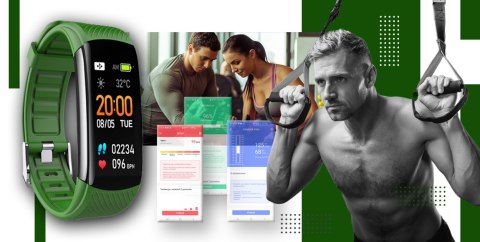 Smartwatch GIEWONT Czarno Zielony 2 Paski GW200-5