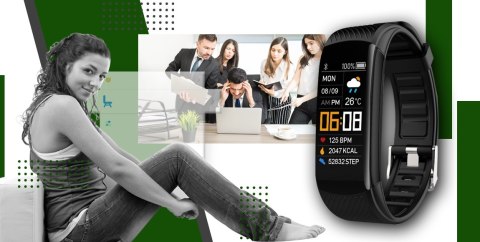 Smartwatch GIEWONT Czarno Zielony 2 Paski GW200-5