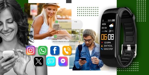 Smartwatch GIEWONT Czarno Zielony 2 Paski GW200-5