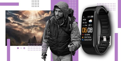 Smartwatch GIEWONT Czarno Jasnofioletowy 2 Paski GW200-8