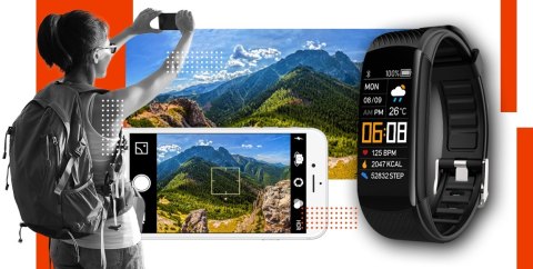 Smartwatch GIEWONT Czarno Pomarańczowy 2 Paski GW200-9