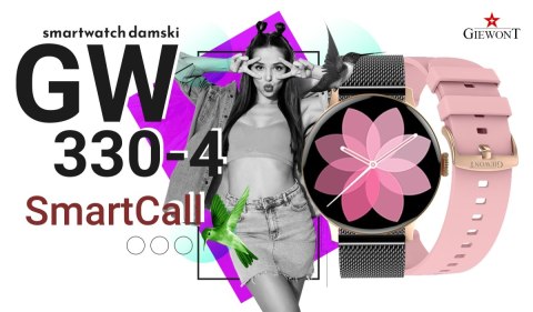 Smartwatch Damski GIEWONT Różowe Złoto Czarny GW330-4