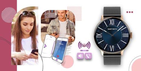 Smartwatch Damski GIEWONT Różowe Złoto Czarny GW330-4
