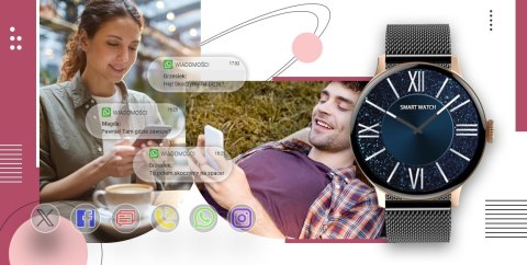 Smartwatch Damski GIEWONT Różowe Złoto Czarny GW330-4