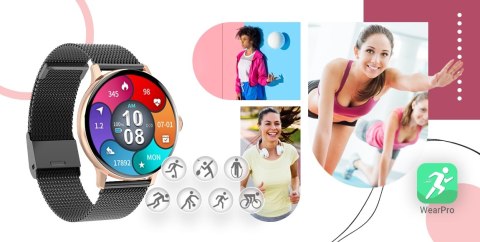Smartwatch Damski GIEWONT Różowe Złoto Czarny GW330-4