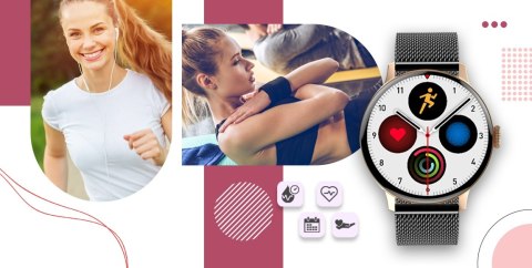 Smartwatch Damski GIEWONT Różowe Złoto Czarny GW330-4