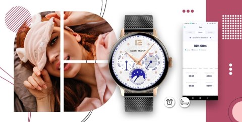 Smartwatch Damski GIEWONT Różowe Złoto Czarny GW330-4