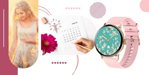 Smartwatch Damski GIEWONT Różowe Złoto Czarny GW330-4