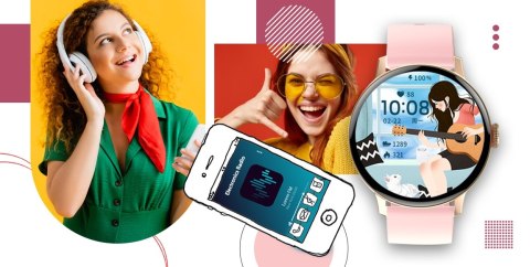 Smartwatch Damski GIEWONT Różowe Złoto Czarny GW330-4