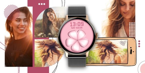 Smartwatch Damski GIEWONT Różowe Złoto Czarny GW330-4