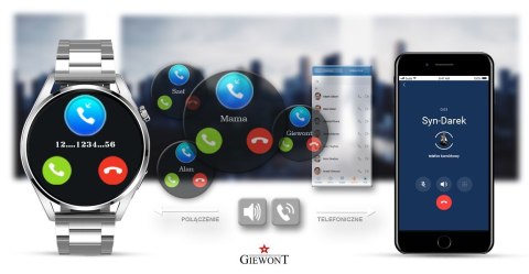 Smartwatch GIEWONT Vertex SmartCall GW450-5 Silver/Carbon Leather