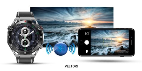 Smartwatch VELTORI VT100-1 + Czarny Pasek Silikonowy + Czarny Eko Skóra