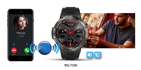 Smartwatch VELTORI VT140-1 Czarny Pasek Silikonowy
