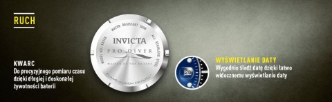 ZEGAREK MĘSKI INVICTA PRO DIVER 26971 - WODOSZCZELNOŚĆ 200m, koperta 40mm