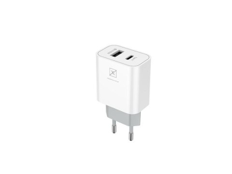 Ładowarka SIECIOWA MX ALFA 20W PD+QC, USB-A+C WHITE/BIAŁY