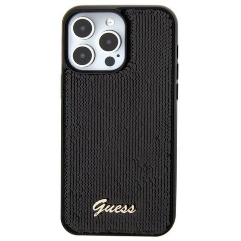 GUESS IPHONE 15 SEQUIN SCRIPT METAL GUHCP15SPSFDGSK CZARNY/BLACK