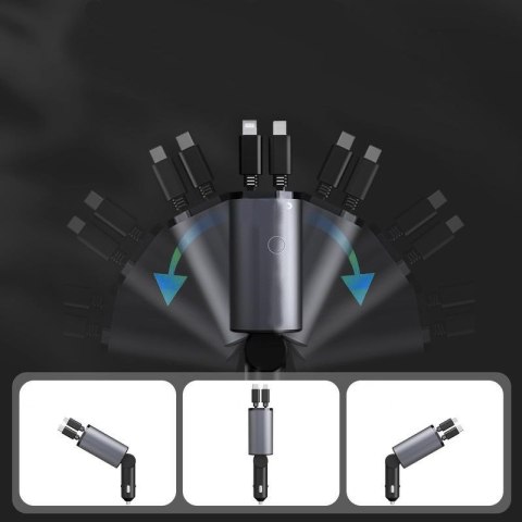 Ładowarka samochodowa T-PHOX FLEXIT 4w1 86W SZARA