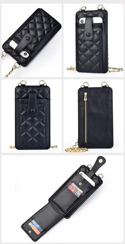 Pikowana torebka / saszetka na telefon 19*10,5*2cm, BLACK / CZARNY