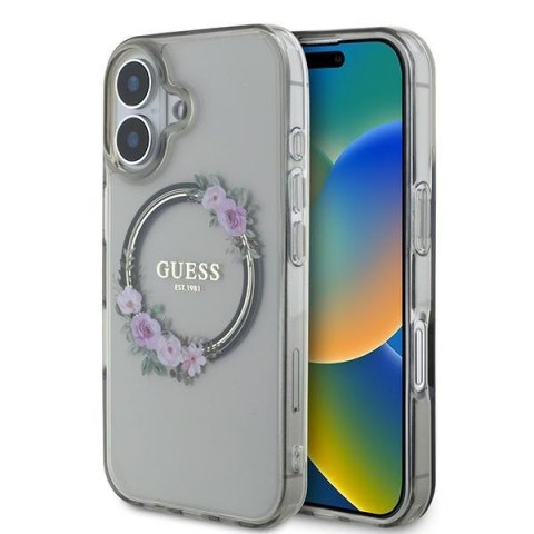GUESS IPHONE 16 FLOWERS WREATH GUHMP16SHFWFCK CZARNY MAGSAFE