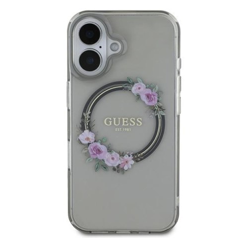GUESS IPHONE 16 FLOWERS WREATH GUHMP16SHFWFCK CZARNY MAGSAFE