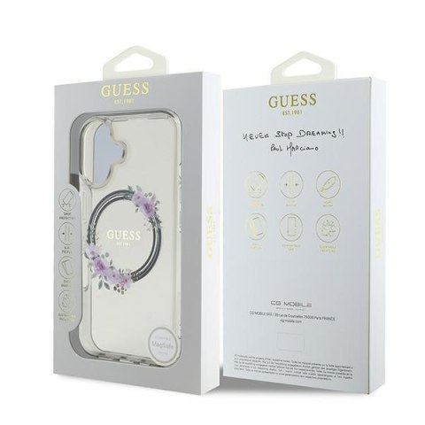 GUESS IPHONE 16 FLOWERS WREATH GUHMP16SHFWFCK CZARNY MAGSAFE